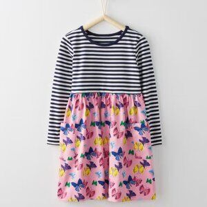 HANNA ANDERSSON Mixie Playdress Navy Butterfly Striped Dress Size 5 / 110 cm